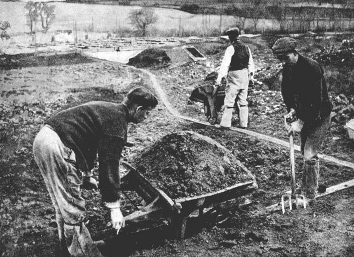 clay wheelbarrow